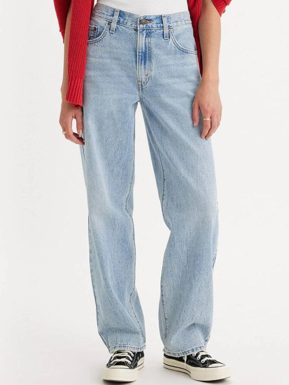 NWT Levi's Baggy Dad Women's Jeans in Fan Flare Light Wash Mid Rise Size 23